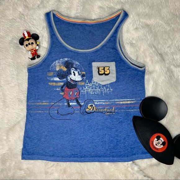 Disney Tops - Sz Small Blue Disney Parks 55 Mickey Mouse Disneyland Muscle Tee Tank Top